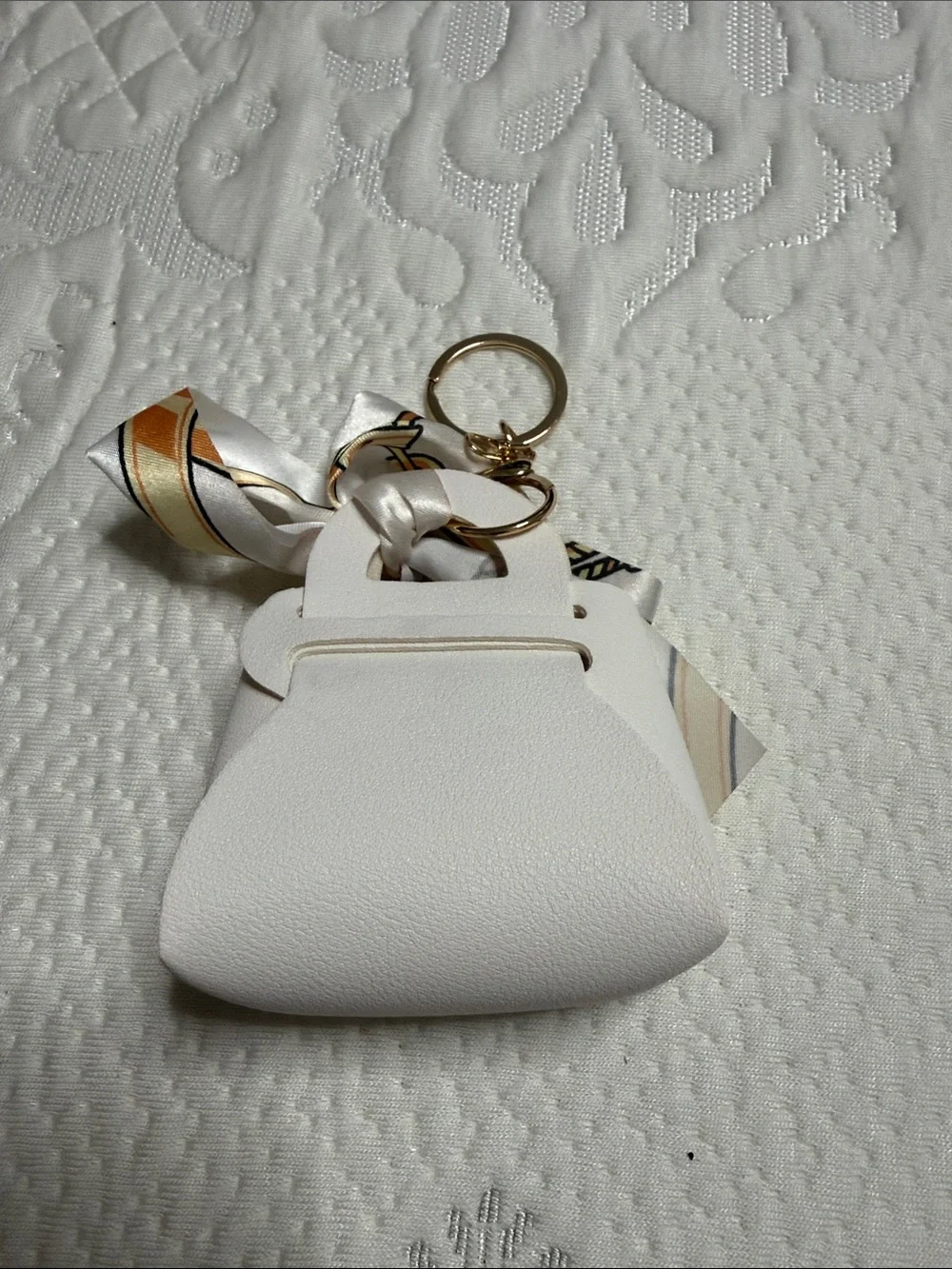 Set of 3 Silky Charm Keychain Coin Pouch - Pink, Orange, White